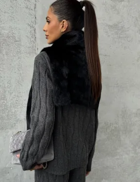 Черная манишка из меха норки - фото 3