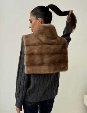 Бежевая норковая манишка - фото 3