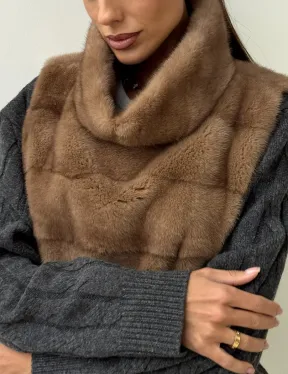 Бежевая норковая манишка - фото 1