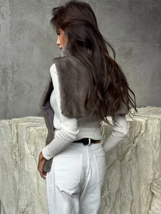 Манишка норковая серая - фото 7