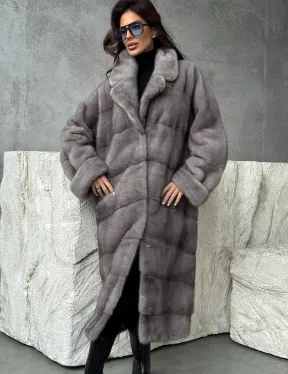 Серая норковая шуба oversize - фото 5