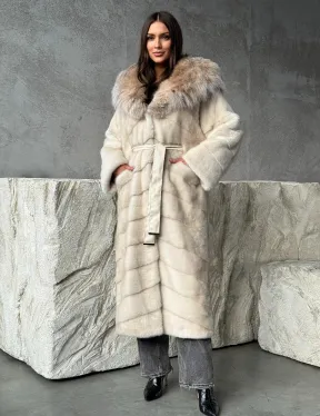 Норка шуба паркет с капюшоном рысь - фото 6