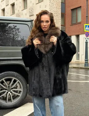 Норковая шуба - воротник куница - фото 9