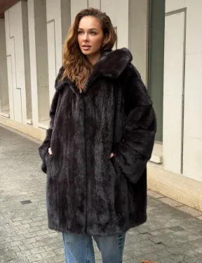 Норковая шуба с капюшоном - фото 6