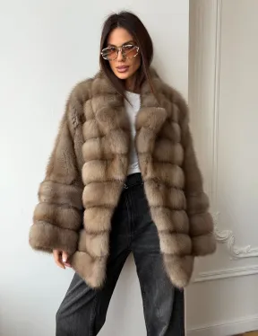 Шуба оверсайз из куницы - фото 6
