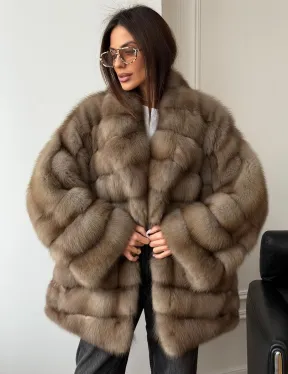 Шуба оверсайз из куницы - фото 4