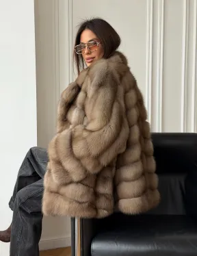 Шуба оверсайз из куницы - фото 11