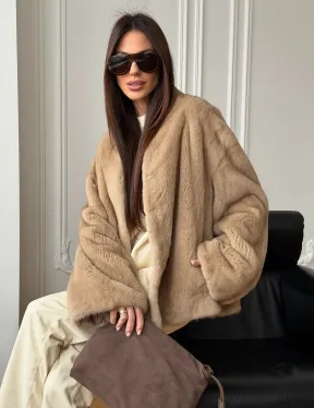 Норковый жакет (бежевый) - фото 9