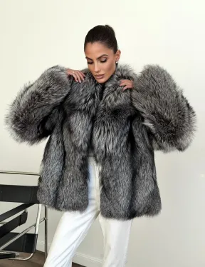 Шуба чернобурка - воротник шаль - фото 9