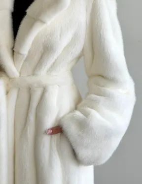 Белая норковая шуба в пол - фото 1