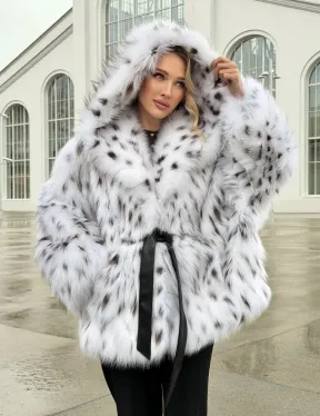 Шуба из лисьего меха под рысь с капюшоном - фото 13