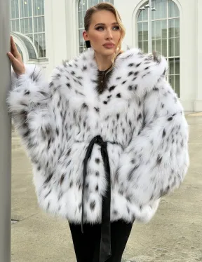 Шуба из лисьего меха под рысь с капюшоном - фото 10