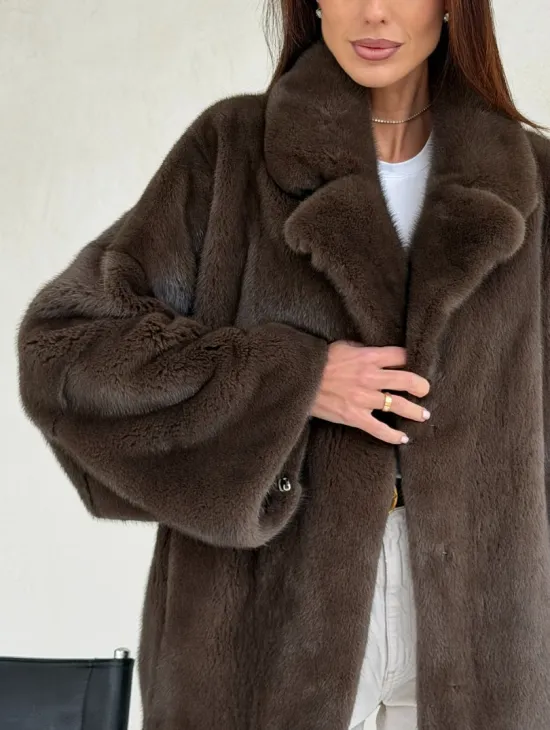 Меховой норковый жакет - английский воротник - фото 1