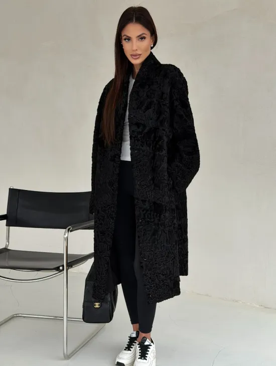Черная шуба из каракуля - фото 4