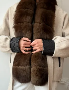 Женское шерстяное полупальто с мехом - фото 3