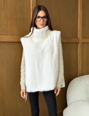 Белая норковая манишка - фото 6