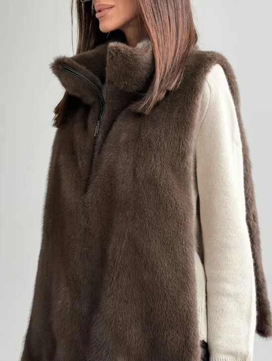 Женская меховая манишка - мех норка - фото 2