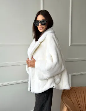 Белая шуба из скандинавской норки - фото 13