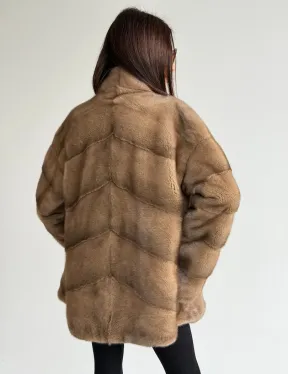 Полушубок пастель мех норка - фото 5