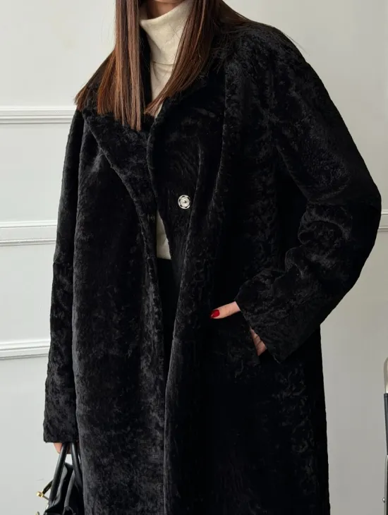 Дубленка из натуральной овчины астраган - фото 1