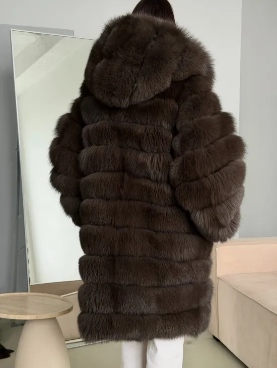 Шуба из песца с капюшоном - фото 3