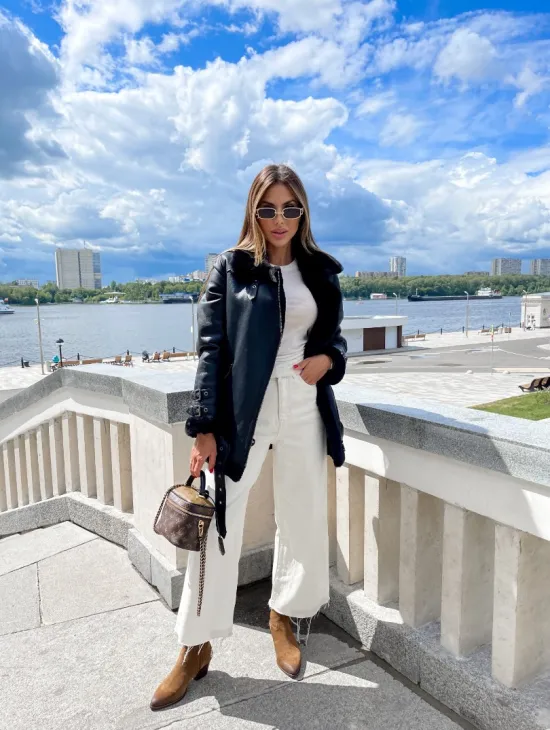 Черный авиатор из натуральной овчины - фото 4