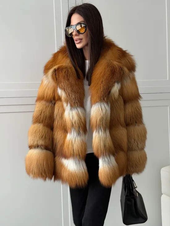 Шуба из натурального меха - лиса огнёвка - фото 1