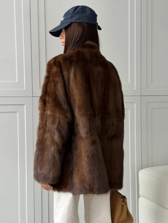 Норковая шуба под куницу (лесная норка) - фото 6