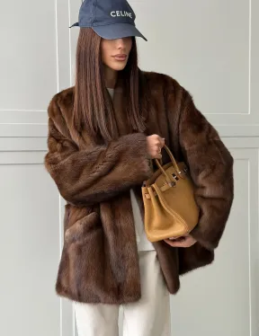 Норковая шуба под куницу (лесная норка) - фото 5