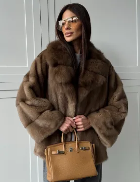 Куртка из меха норки - воротник куница - фото 10