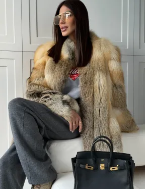 Полушубок из лисы - рукава косички - фото 6