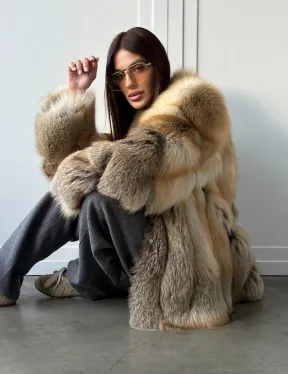 Полушубок из лисы - рукава косички - фото 18