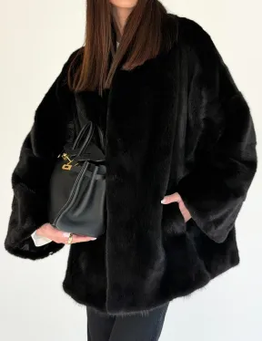 Женский норковый жакет - черный - фото 1