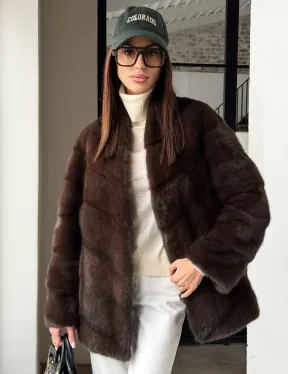 Женский норковый полушубок - фото 8