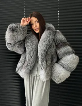 Полушубок - кроп из меха блюфрост - фото 13