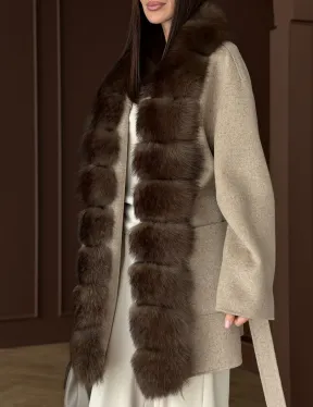 Пальто с отделкой из меха песца - фото 3