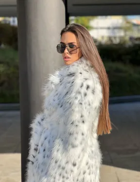 Удлиненная шуба из экомеха под рысь - фото 2