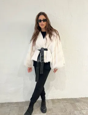 Белое болеро (жакет) из меха норки - фото 8