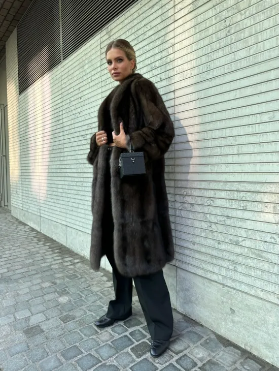 Классическое пальто из меха соболя седина 1/2 - фото 6