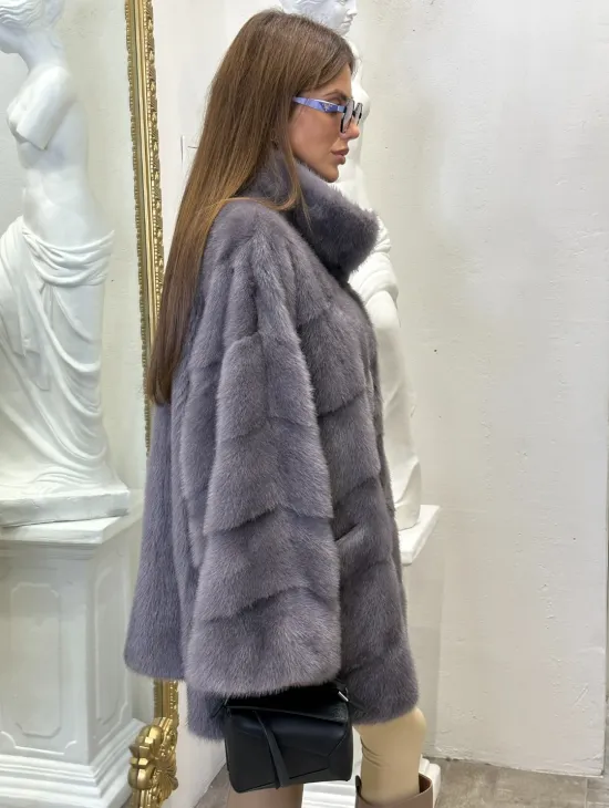 Шуба из норки стойка воротник - фото 3