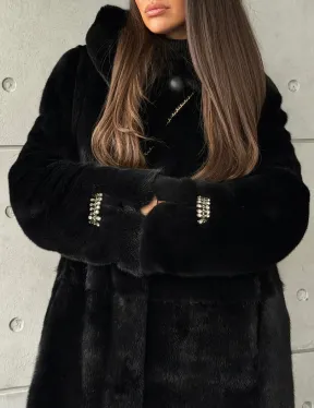 Шуба из норки Blackglama с капюшоном - фото 2