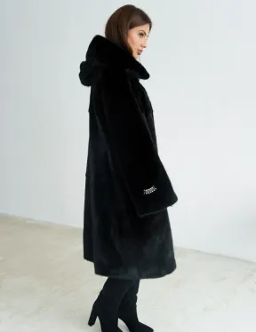 Норка BLACKGLAMA пластины с капюшоном - фото 4