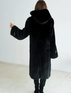 Норка BLACKGLAMA пластины с капюшоном - фото 2