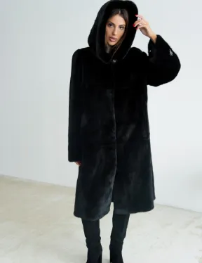 Норка BLACKGLAMA пластины с капюшоном - фото 0