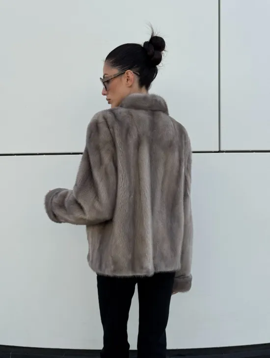 Жакет норковый в цвете сапфир - фото 12