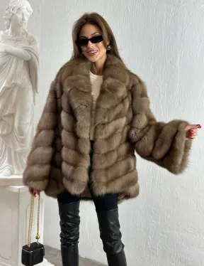 Жакет из куницы с шалью - фото 5