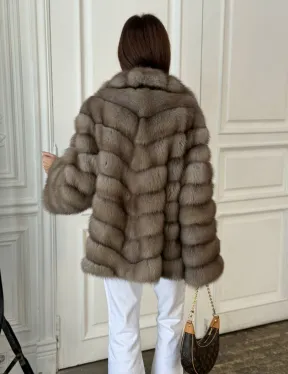 Шуба из куницы воротник английский - фото 2