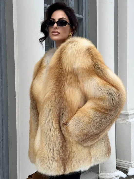 Шуба Premium из меха альпийской лисы - GOLDEN FOX - фото 3