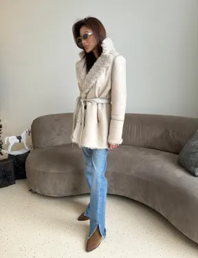 Двусторонняя дублёнка - шуба, мех тиградо английский воротник - фото 6