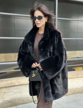 Норка BLACKGLAMA стойка воротник паркет - фото 1